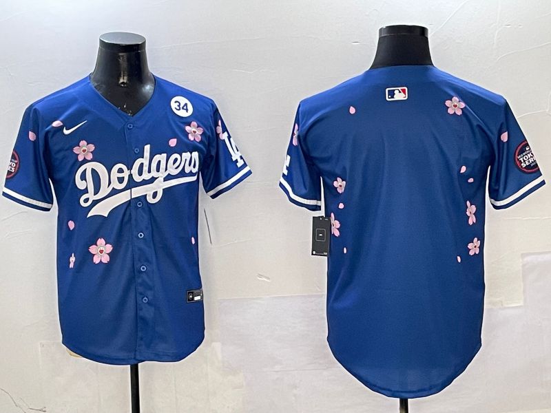 Men Los Angeles Dodgers Blank Blue Sakura Edition 2025 Nike MLB Jersey style 4